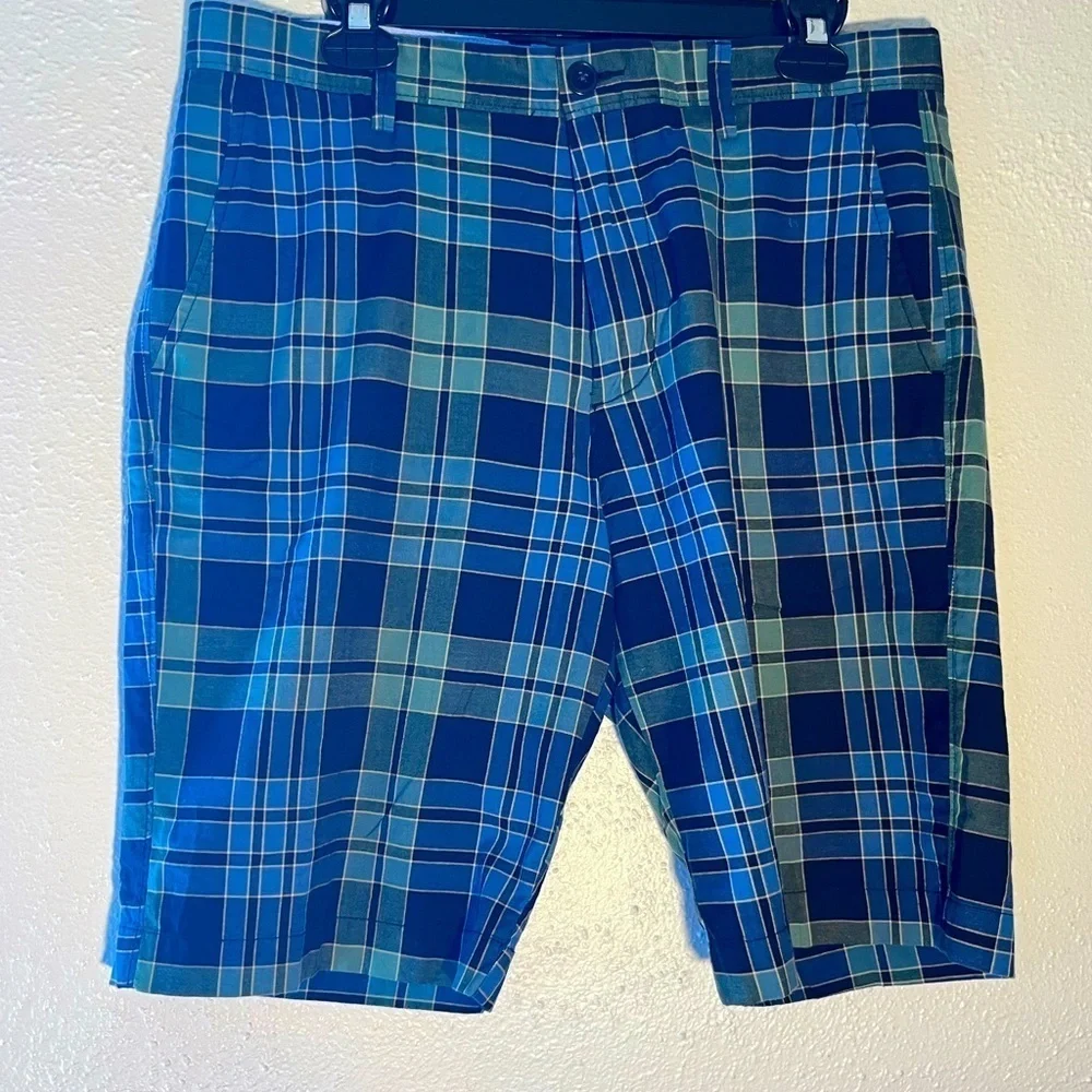 J. Crew Blue & Green Check Print Pure Cotton Preppy Shorts Size 33